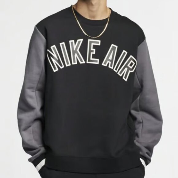 Nike Other - NIKE AIR Max Men's Sweatshirt Crewneck Spell Out Chest Logo Sz L Black/Gray